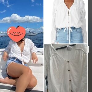 Love, Whit by Whitney Port Size S Ivory Peasant Top FREE SHIPPING